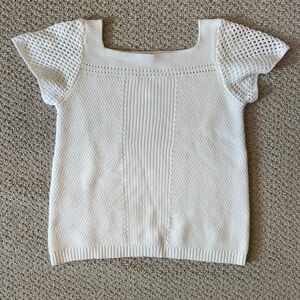 LOFT White Knit Short Sleeve Sweater